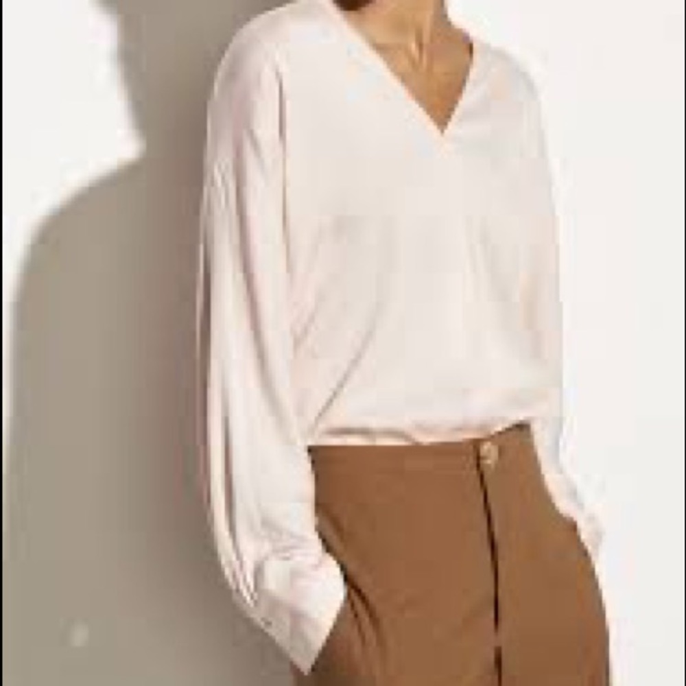 Vince V-Neck Silk Blend Popover - XS